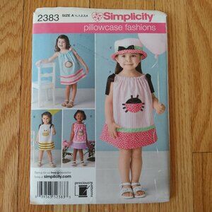 Pillowcase Dress & Hat Sewing Pattern Applique Baby Toddler Size 1/2-4 UNCUT